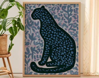 Abstract Cheetah Art Print, Modern Big Cat Wall Art, Neutral Animal Decor