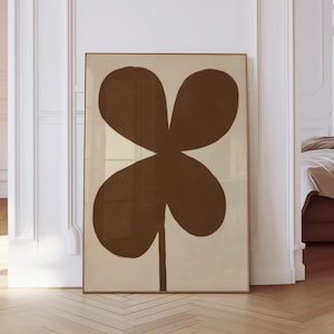 Modern Minimalist Art Print | Flower Boho Wall Decor | Abstract Botanical Poster | Warm Neutral Art | Scandinavian Home Decor