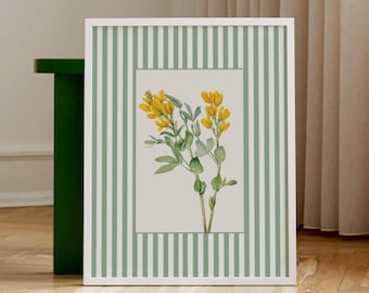 Nancy Meyers Aesthetic Prints, Pastel Wall Art, Farmhouse Botanical Prints, Preppy Pastel Wall Art, Vintage Striped Floral Art Prints