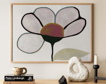 Abstract Floral Wall Art, Modern Flower Print, Neutral Botanical Art