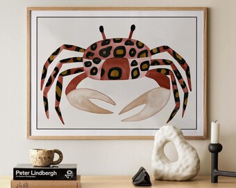 Leopard Crab Print, Coastal Wall Art, Maximalist Beach Decor