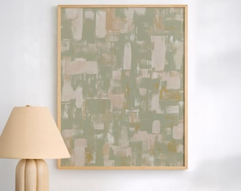 Neutral Abstract Wall Art Print, Sage Green Minimalist Art, Modern Textured Painting Decor