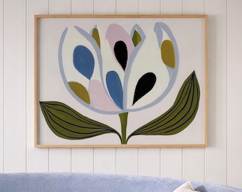 Abstract Tulip Print, Modern Floral Wall Art, Botanical Flower Poster, Minimalist Decor
