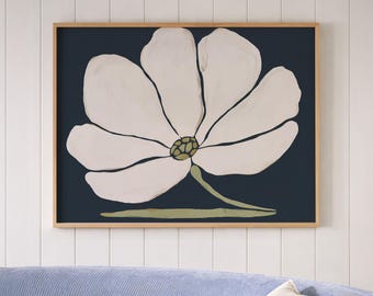 Estampado de margaritas grandes, póster floral minimalista, decoración de pared con flores escandinavas
