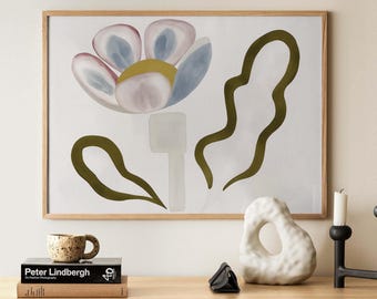 Abstract Floral Wall Art, Modern Botanical Print, Minimalist Flower Artwork, Organic Modern Decor