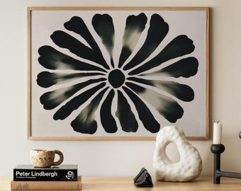 Lámina artística moderna de flores negras / Decoración minimalista escandinava