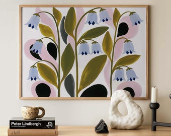 Floral Print, Scandinavian Botanical Wall Art, Modern Flower Decor