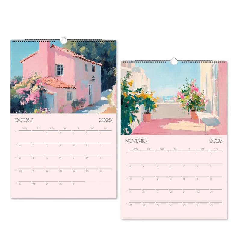2025 Pastel Wall Calendar Artsy Wall Calendar Watercolor Art Monthly
