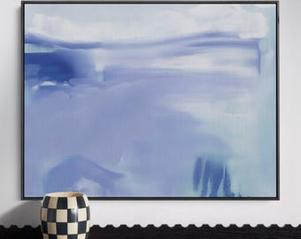 Blue Abstract Canvas Wall Art, Serene Ocean Inspired Decor, Minimalist Blue Artwork