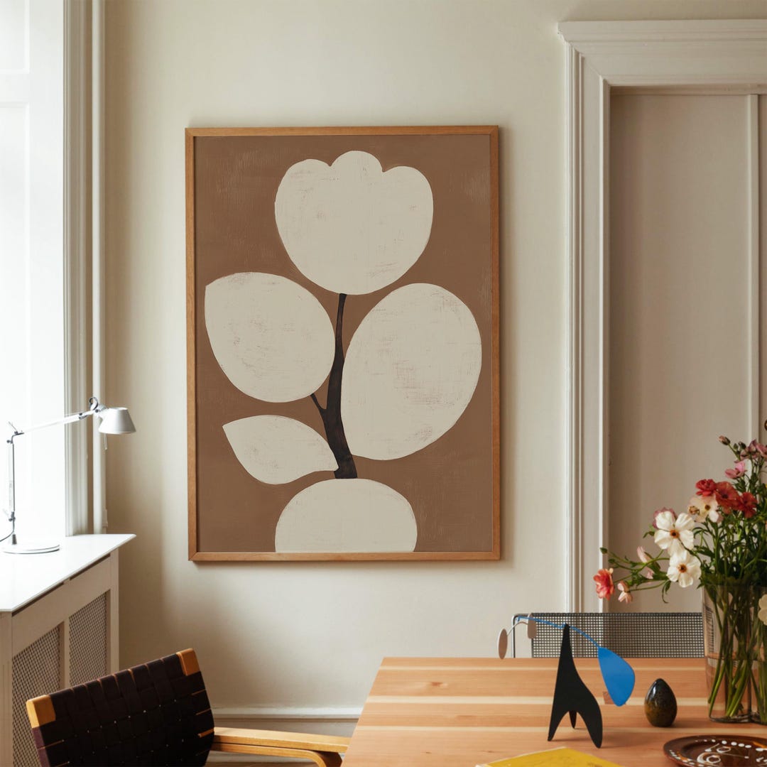 Abstract Botanical Print | Modern Neutral Plant Wall Art | Minimalist ...