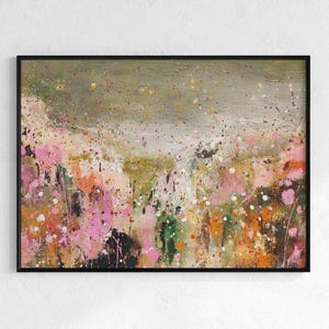 Vibrant Abstract Floral Field Art Print - Colorful Wildflower Meadow Painting - Modern Wall Art for Bright and Artistic Interiors