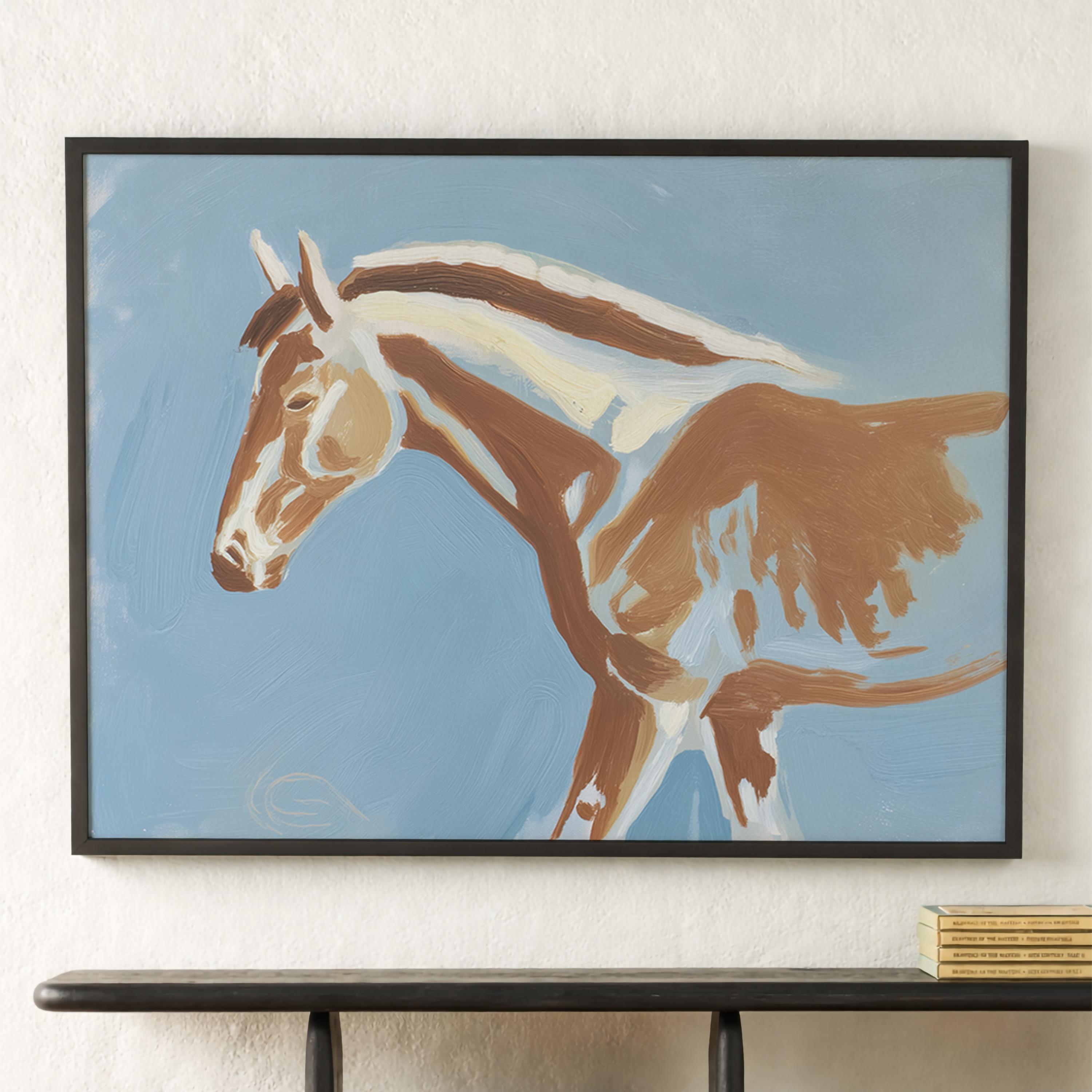 Abstract Horse Art Print – Modern Equestrian Wall Art in Blue and Brown ...