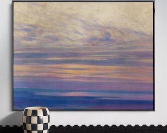 Pastel Seascape Canvas Wall Art, Coastal Horizon Decor, Serene Coastal Artwork