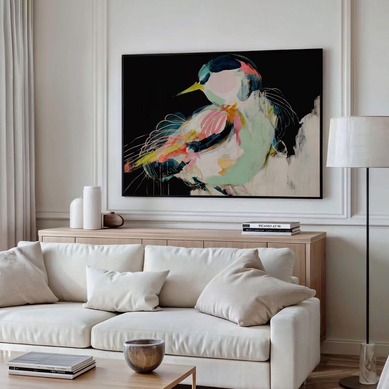 Colorful Bird Wall Art Print – Modern Abstract Animal Painting - Etsy