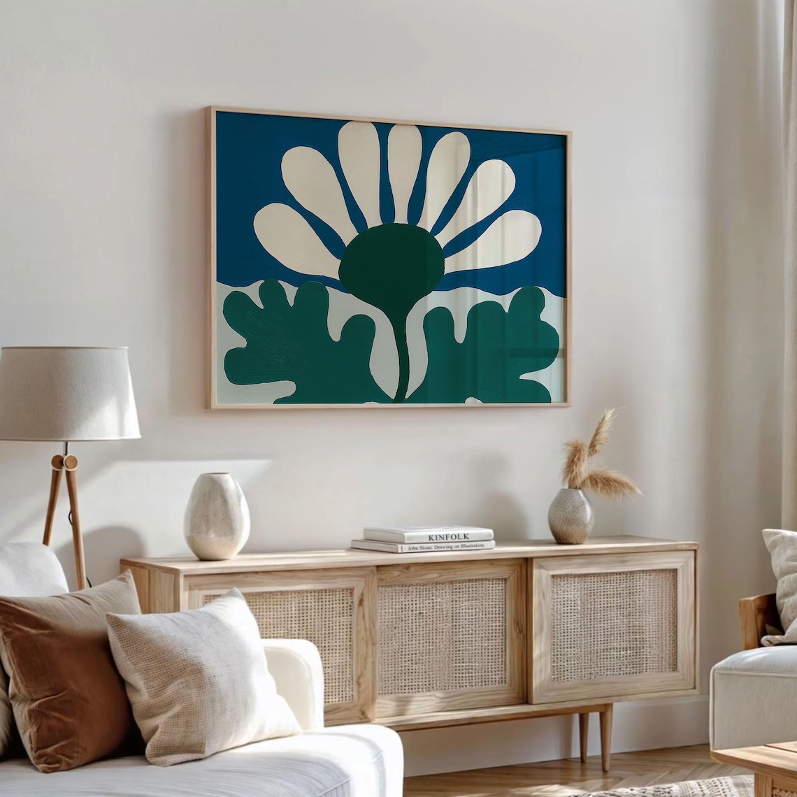 Blue & Green Art Print - Modern Floral Wall Decor - Etsy