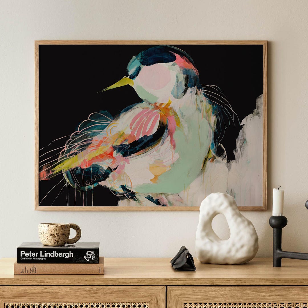 Colorful Bird Wall Art Print – Modern Abstract Animal Painting - Etsy