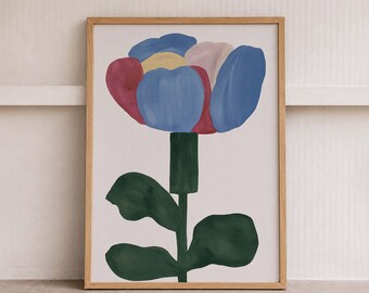 Colorful Floral Print: Modern Folk Botanical Wall Art