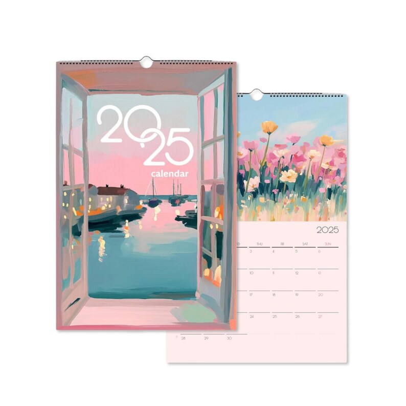 2025 Pastel Wall Calendar Artsy Wall Calendar Watercolor Art Monthly