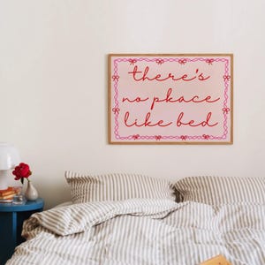 Trendy Pink Above Bed Horizontal Print, Danish pastel decor, Girly Poster, Horizontal Poster Cute, Pink Framed Wall Art, Coquette Aesthetic