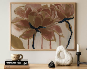 Modern Flower Wall Art Print: Minimal Botanical Poster in Neutral Tones