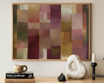 Lámina decorativa abstracta geométrica moderna para pared, pintura de bloques de color, decoración minimalista contemporánea.
