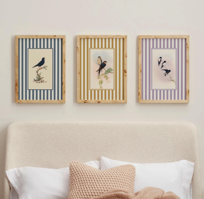 Vintage Bird Wall Art Set of 3, Colorful Classic Gallery Wall Decor - Etsy