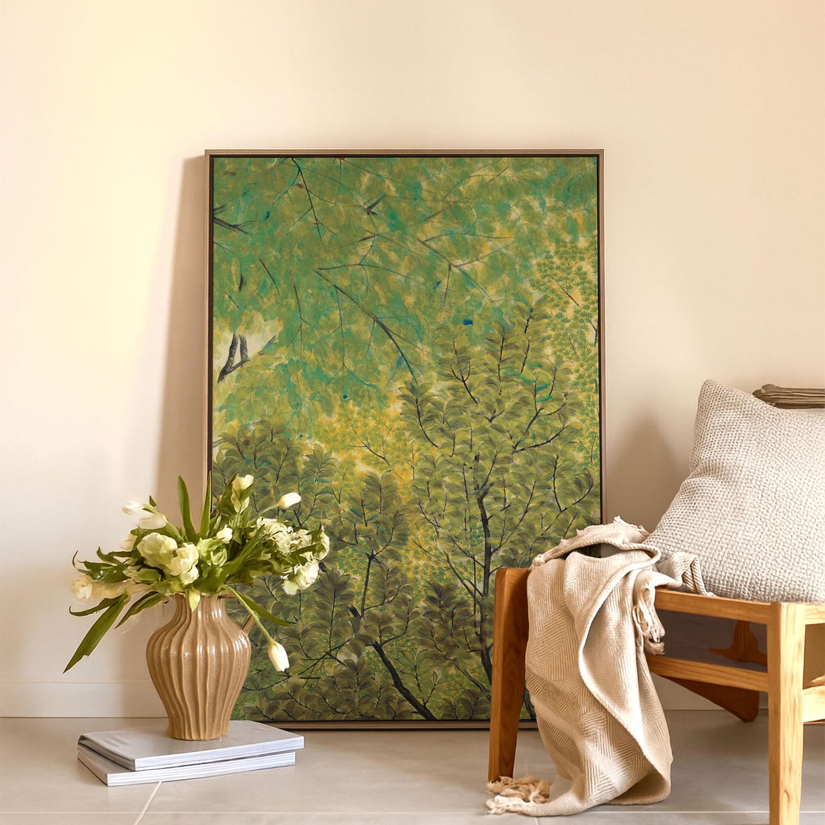 Lush Green Botanical Canvas Wall Art: Tranquil Forest Scene - Etsy