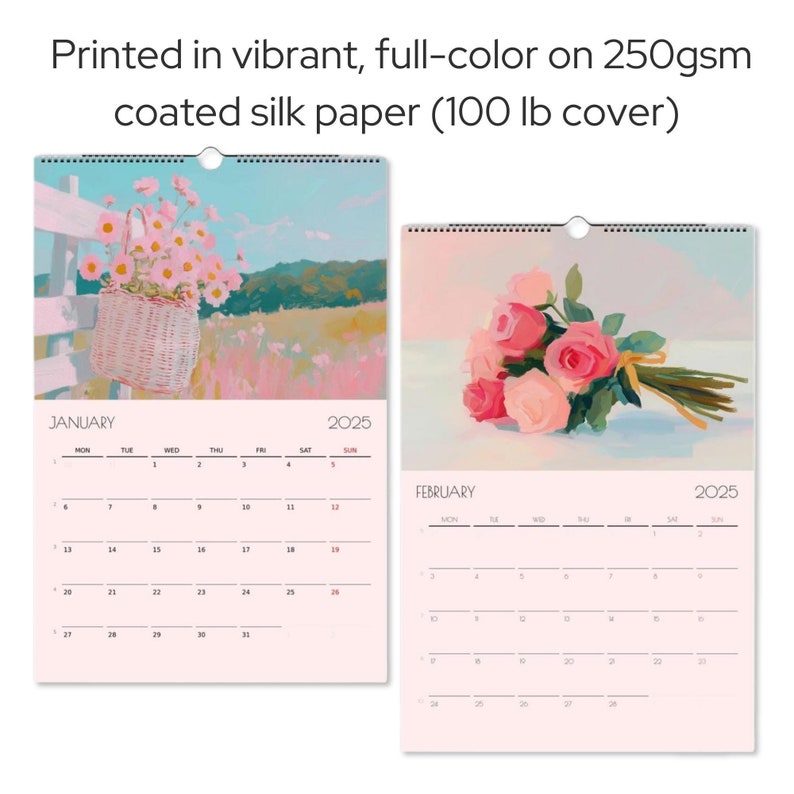 2025 Pastel Wall Calendar Artsy Wall Calendar Watercolor Art Monthly