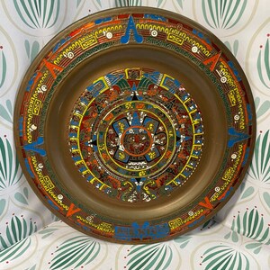 Vintage Mexico Mayan Calendar Plate