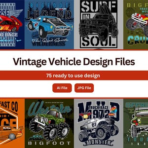 74 Designs de camisetas vintage | 2 tipos de arquivos | melhor para impressão sob demanda, camisetas, adesivos, moletons, moletom | Arquivos de design prontos para uso