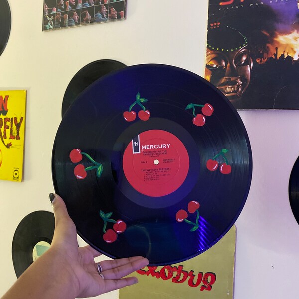 custom handpainted, cherry vinyl record