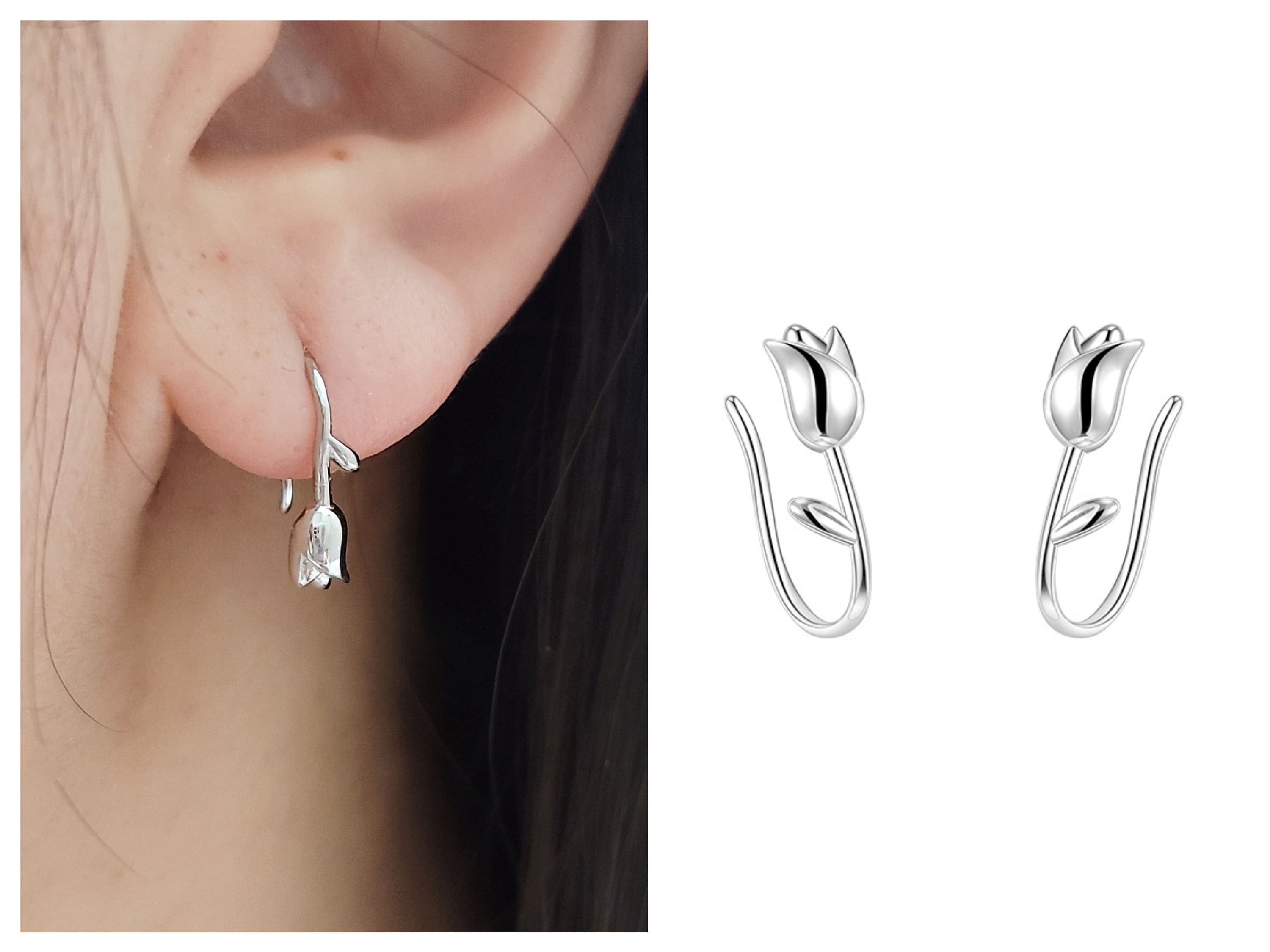 Buy Big Hoop 925 Sterling Silver C Type Open Earring for Women, Vintage  Earrings, Handmade Jewelry Wedding Gift for Bridesmaid Online in India -  Etsy