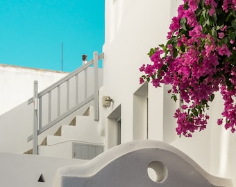 Piękne miasto Oia na wyspie Santorini, Grecja Architektura Kościoły Niebieskie kopuły nad Morzem Egejskim Owinięty obraz na płótnie Sztuka ścienna Wystrój domu
