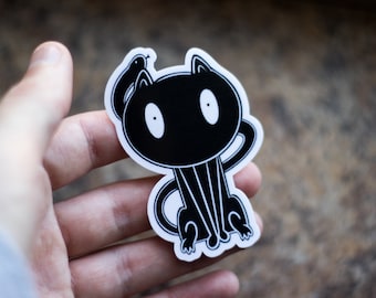 Black Cat Sticker | Cute Weird Sticker | Laptop Decal | Water Bottle Sticker