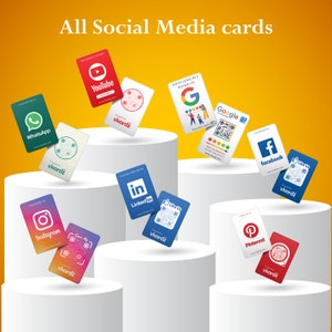 vkardz - Social media nfc cards(Pack of Google, Instagram, YouTube, Facebook, Pinterest, Linkedin, Whatsapp NFC Cards) (Combo)