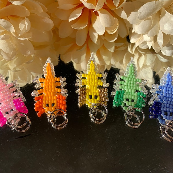 Beaded Axolotl Keychains