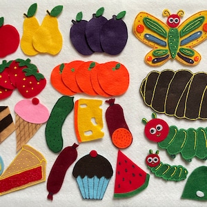 Interactive Very Hungry Caterpillar Felt Board Story , Counting and Food Activity, Circle Time Idea, Educational Toy, Gift for Children