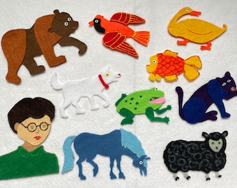 Handmade Felt Board Story Set: Gift for Toddlers, Brown Bear What Do You See