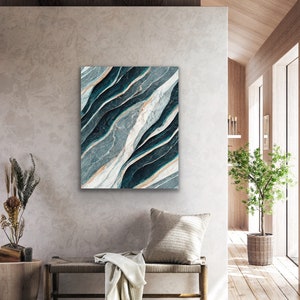 Abstract Teal Blue Marble Wall Art Single Print Blue Grey Printable Wall Art Teal Gray Modern Home Decor Teal Home Office Grey Modern Art
