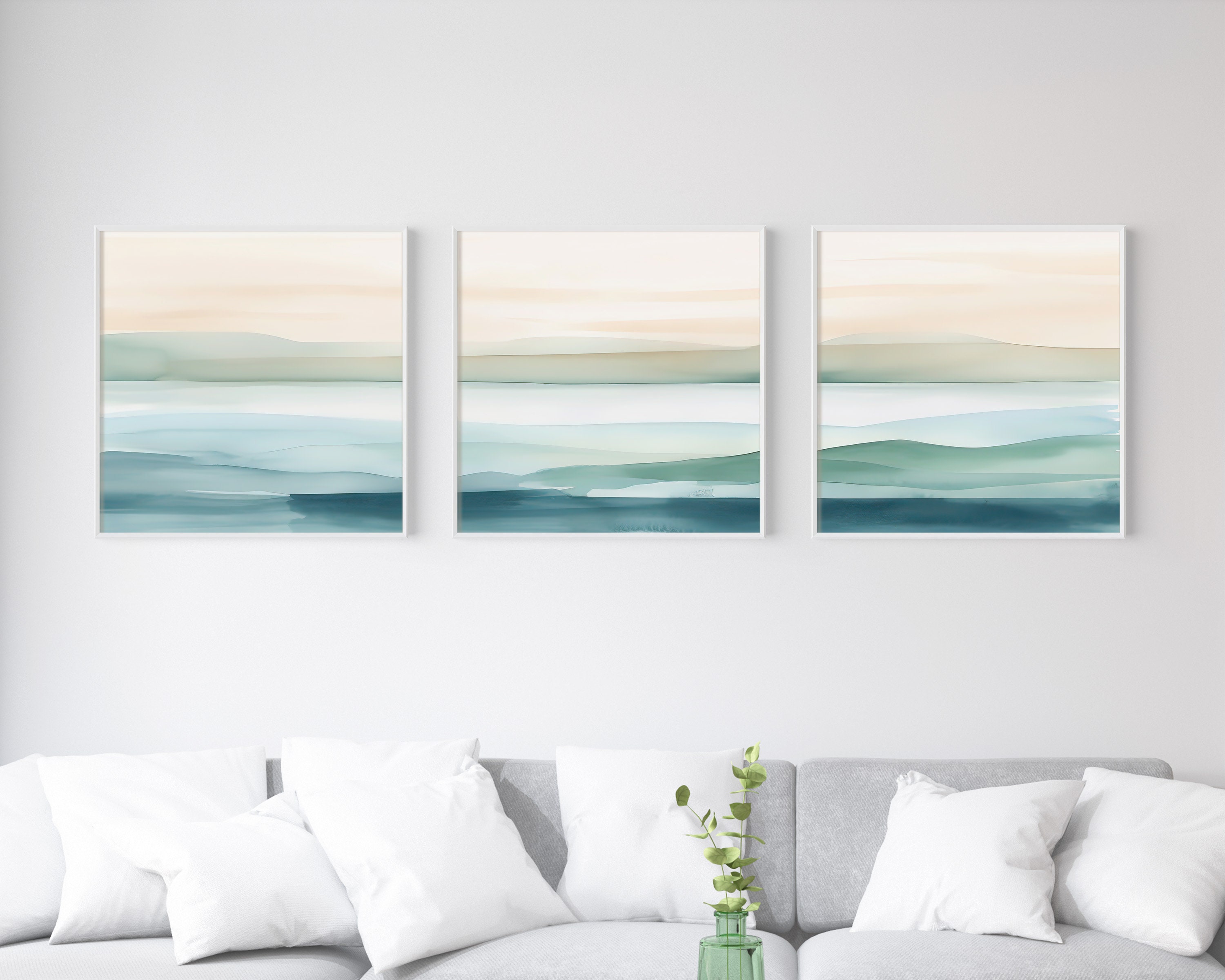 Abstract Ocean Watercolor Wall Art Set of 3 Piece Wall Art - Etsy