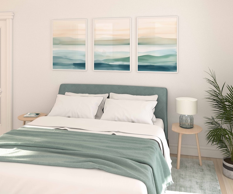 Abstract Ocean Watercolor Wall Art Set of 3 Piece Wall Art - Etsy