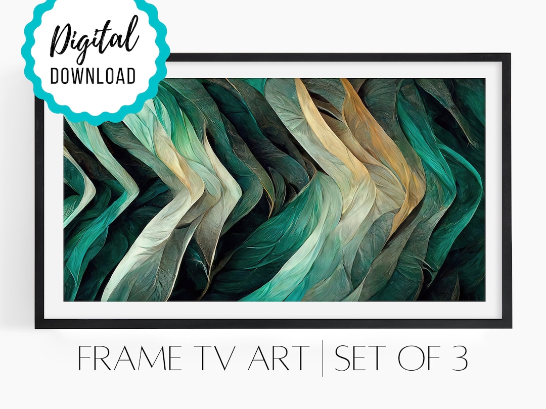 Frame TV Art, Jade Swirls Set of 3, 4K Digital Artwork for Frame TV