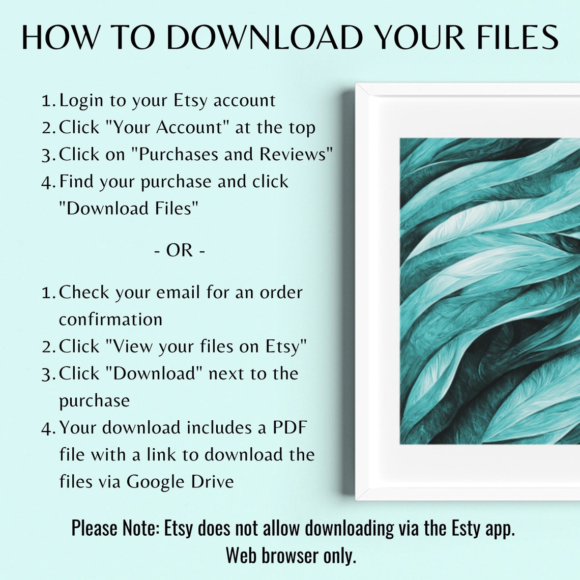 Aqua Swirls Wall Art Set of 3 Printable Wall Art Digital Etsy