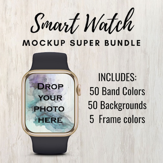 Smart Watch Wallpaper Mockup SUPER BUNDLE watch art mockup bundle digital download Photoshop PSB File watch mockup watch face design art