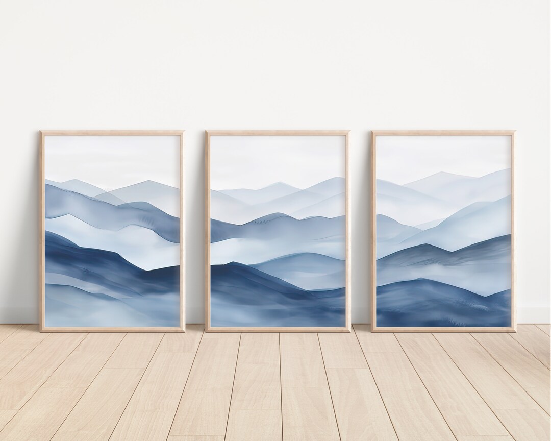 Blue Ridge Mountains Wall Art Set of 3 Piece Wall Art Prints Modern