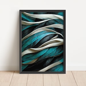 Teal Black Swirls, Wall Art Single Print, A, Afdrukbare Wall Art, Esthetisch Room Decor, Appartement Decor, aqua jade groen blauwgroen blauw, ai