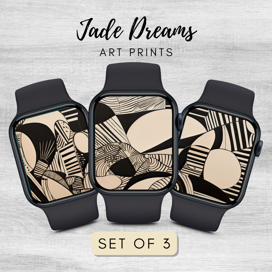 Midcentury Modern Black and Tan Abstract Smart Watch Wallpaper Set of 3 ...