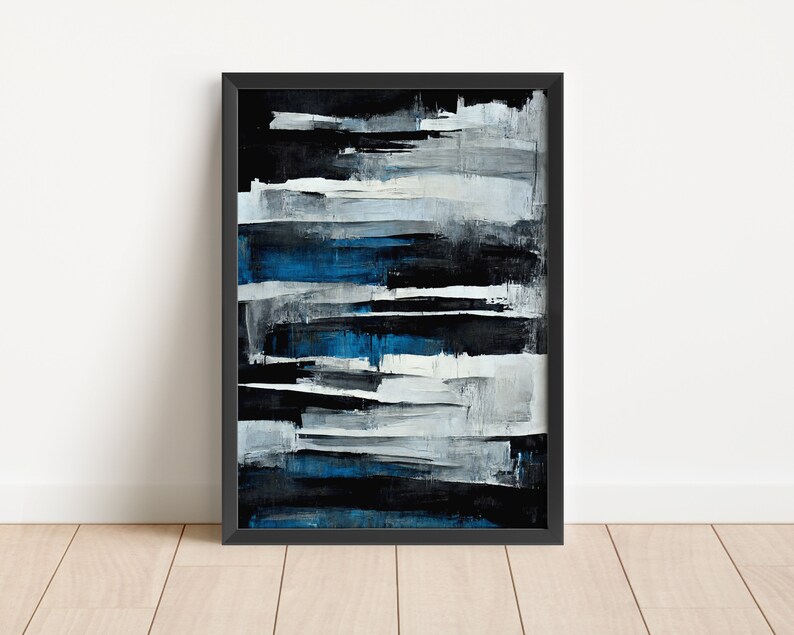 Blue Abstract Wall Art Set of 3, Modern Home Decor (digital Print) - Etsy