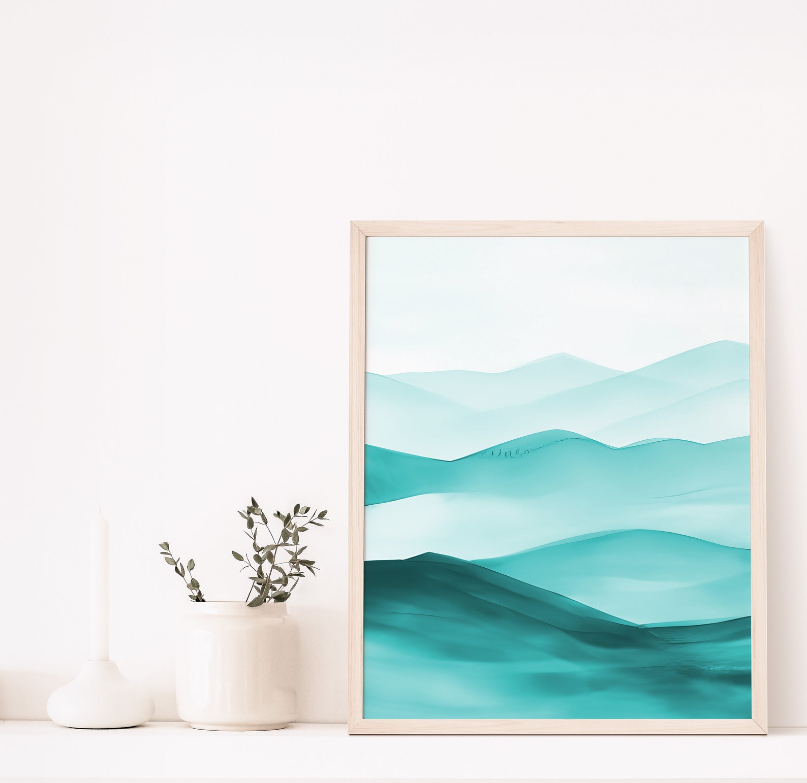 Teal Ombre Mountains Wall Art Set of 2 Piece Wall Art Prints - Etsy