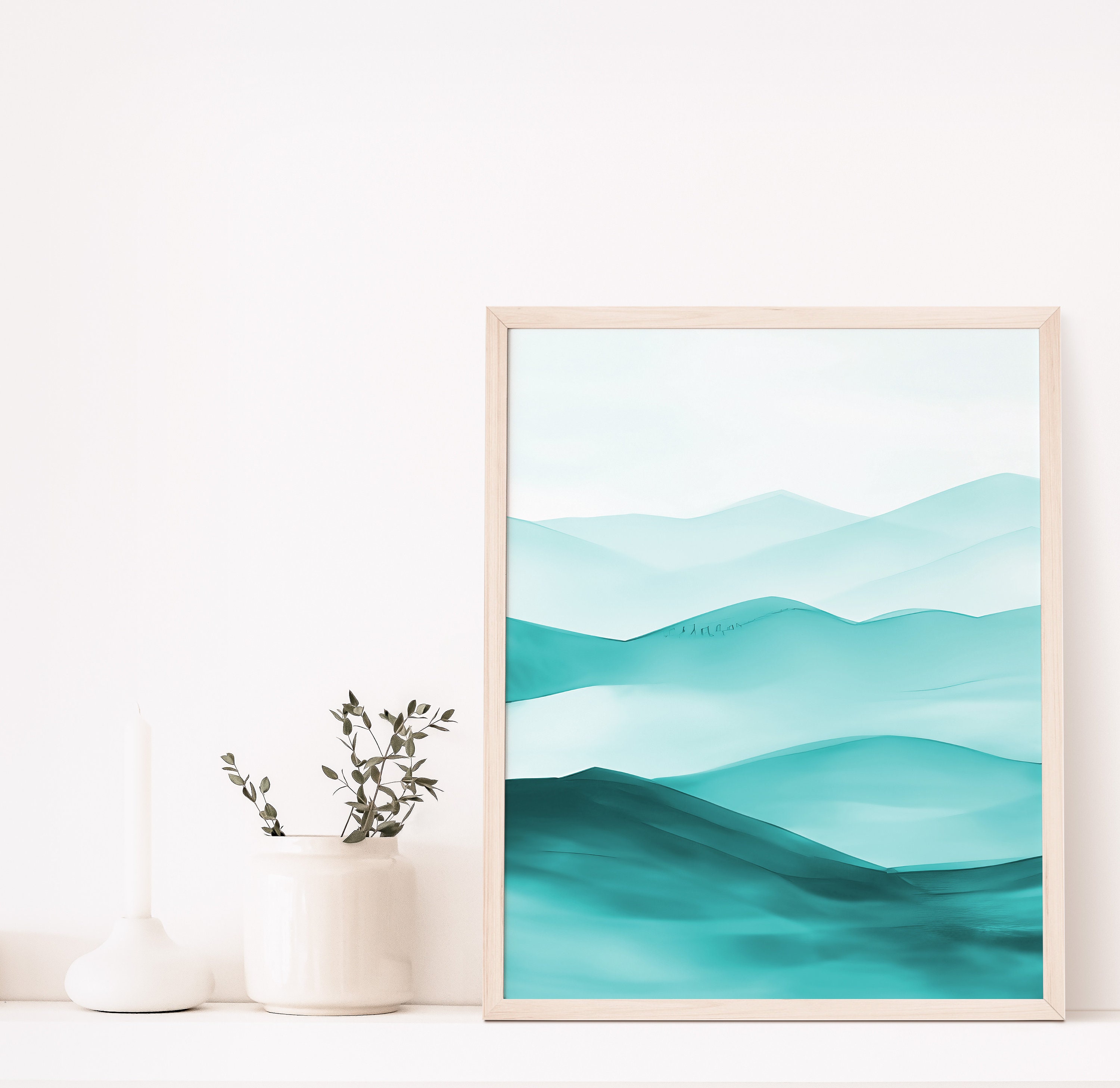 Teal Mountains Wall Art Set of 3 Piece Wall Art Prints Teal Etsy
